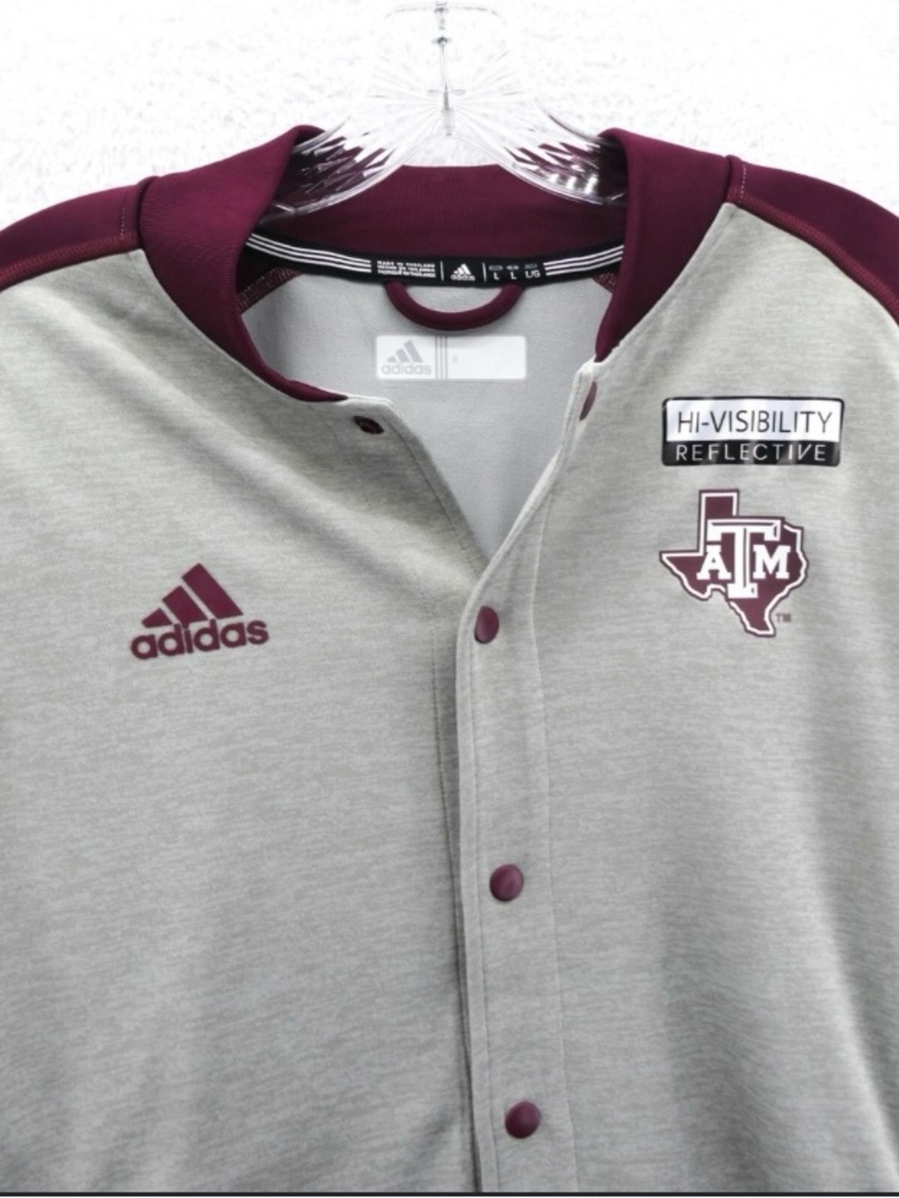 Adidas Texas A&M Maroon & Gray Snap-Front Jacket